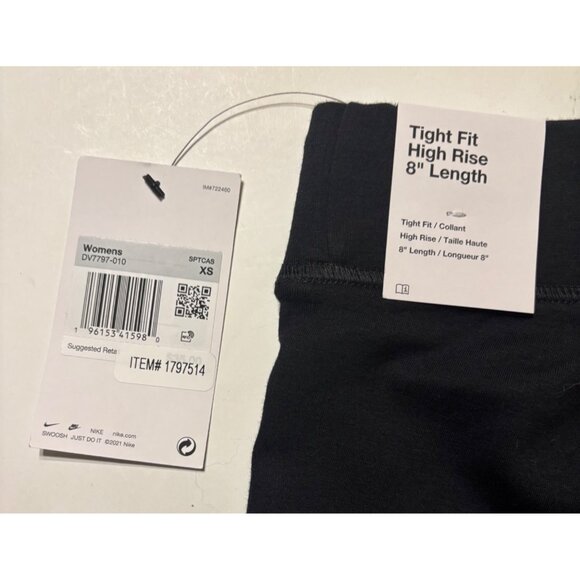 Nike Women's Tight Fit High Rise 8" Length Shorts SZ‎ XS Cotton/Polyester Black - Picture 4 of 8